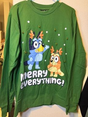 Green "Merry Everything!" Holiday Sweatshirt - Bluey Graphic
